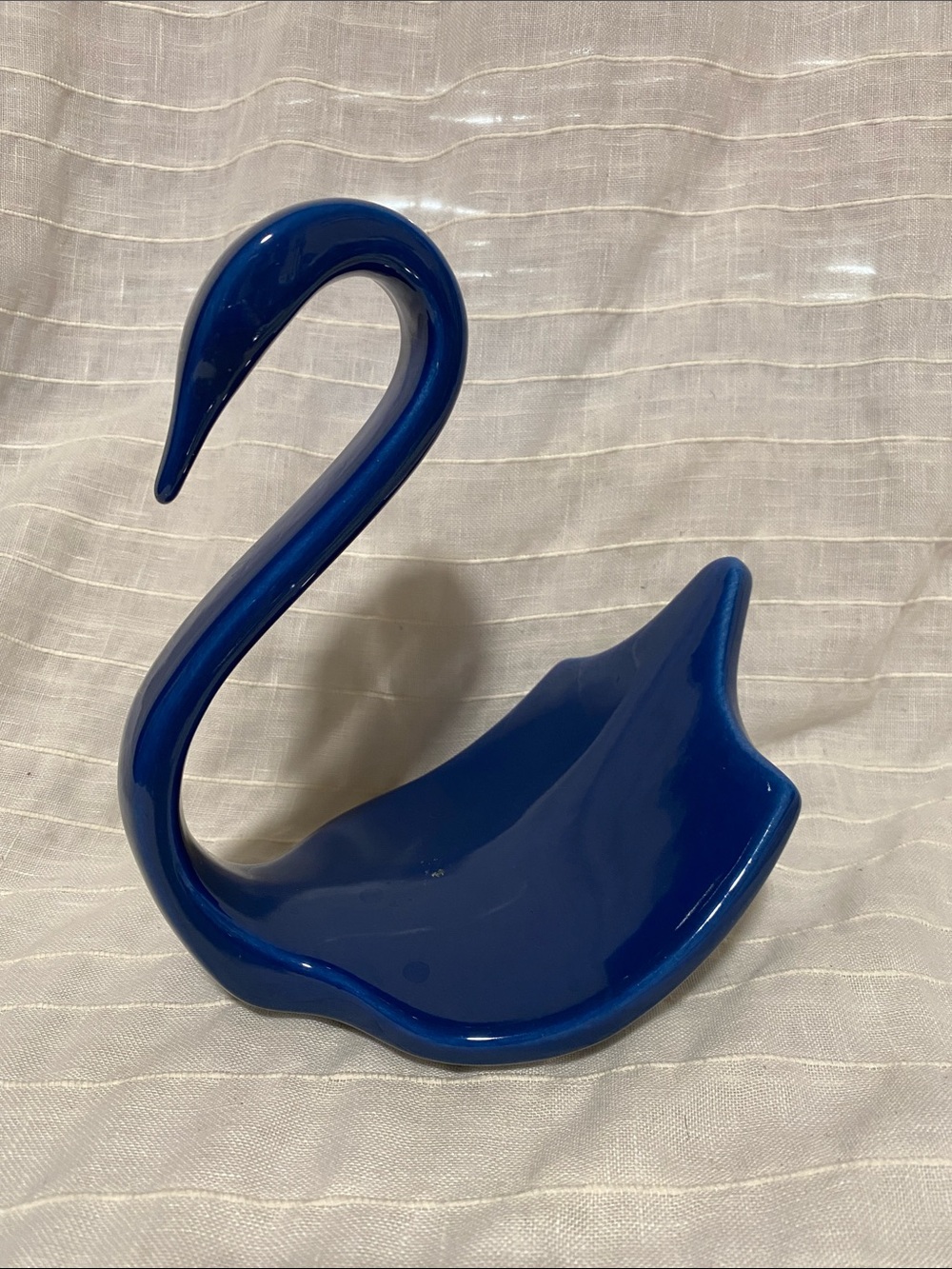 Vintage Blue Ceramic Swan Dish